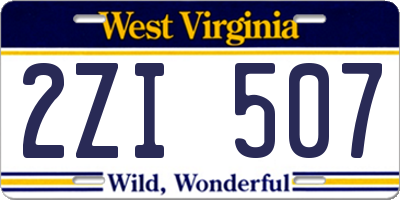 WV license plate 2ZI507