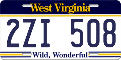 WV license plate 2ZI508