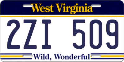 WV license plate 2ZI509