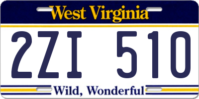 WV license plate 2ZI510