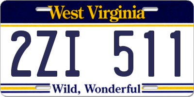 WV license plate 2ZI511