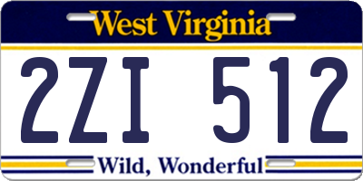 WV license plate 2ZI512