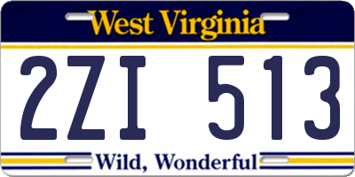 WV license plate 2ZI513