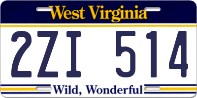 WV license plate 2ZI514