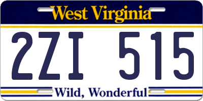 WV license plate 2ZI515