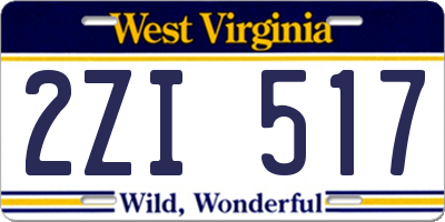 WV license plate 2ZI517