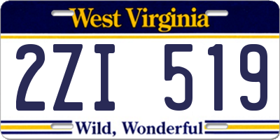 WV license plate 2ZI519