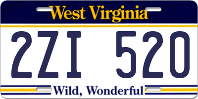 WV license plate 2ZI520