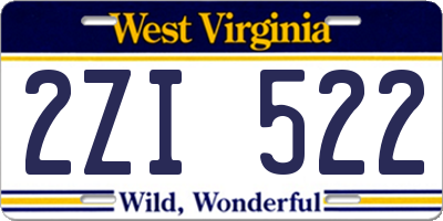 WV license plate 2ZI522