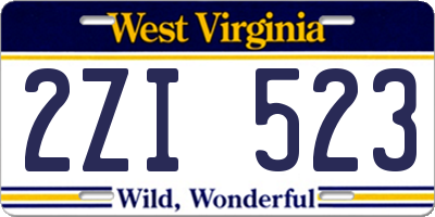 WV license plate 2ZI523