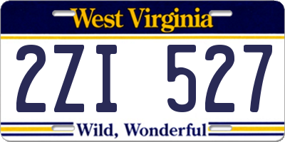 WV license plate 2ZI527