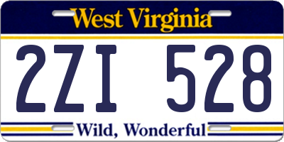 WV license plate 2ZI528