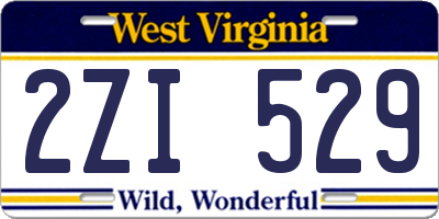 WV license plate 2ZI529