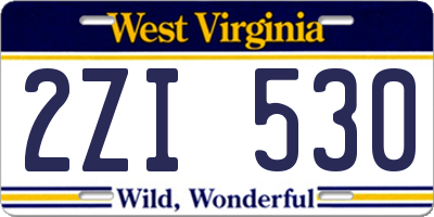 WV license plate 2ZI530