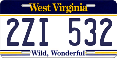WV license plate 2ZI532