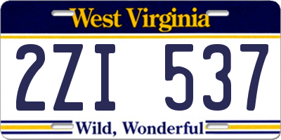 WV license plate 2ZI537