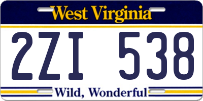 WV license plate 2ZI538