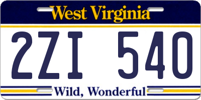 WV license plate 2ZI540