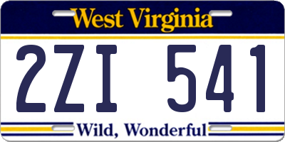 WV license plate 2ZI541