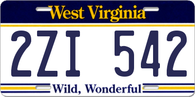 WV license plate 2ZI542