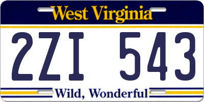 WV license plate 2ZI543