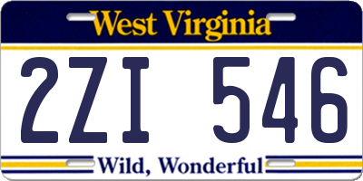 WV license plate 2ZI546