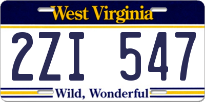 WV license plate 2ZI547