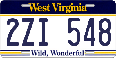 WV license plate 2ZI548
