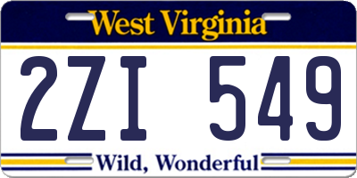 WV license plate 2ZI549