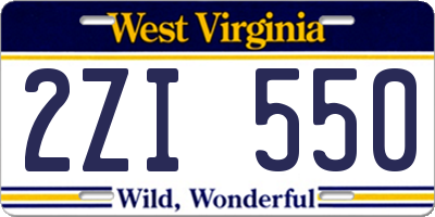 WV license plate 2ZI550