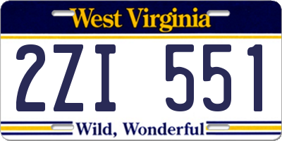 WV license plate 2ZI551