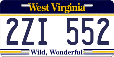 WV license plate 2ZI552