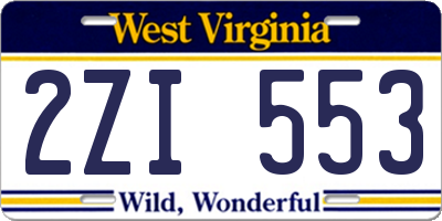 WV license plate 2ZI553