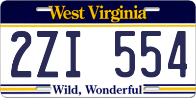 WV license plate 2ZI554