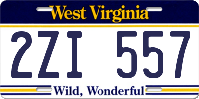 WV license plate 2ZI557