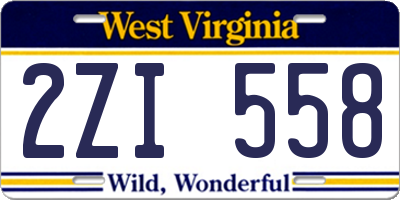 WV license plate 2ZI558