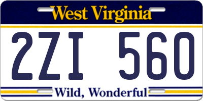 WV license plate 2ZI560