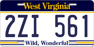 WV license plate 2ZI561