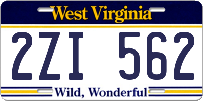 WV license plate 2ZI562