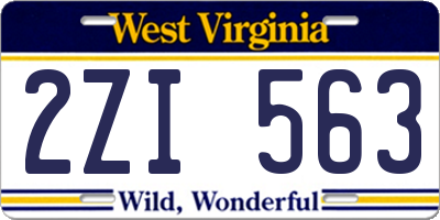 WV license plate 2ZI563