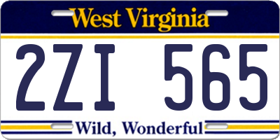 WV license plate 2ZI565