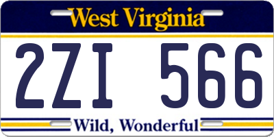 WV license plate 2ZI566