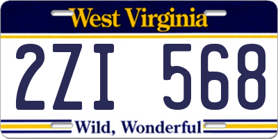 WV license plate 2ZI568