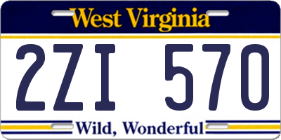 WV license plate 2ZI570