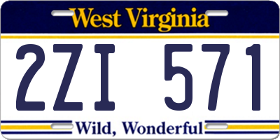 WV license plate 2ZI571