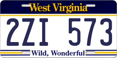 WV license plate 2ZI573