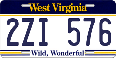 WV license plate 2ZI576