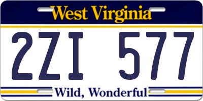 WV license plate 2ZI577