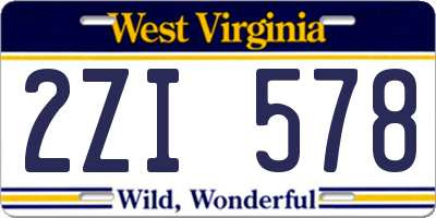 WV license plate 2ZI578