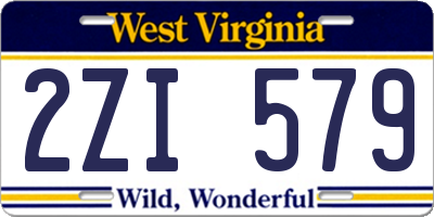 WV license plate 2ZI579